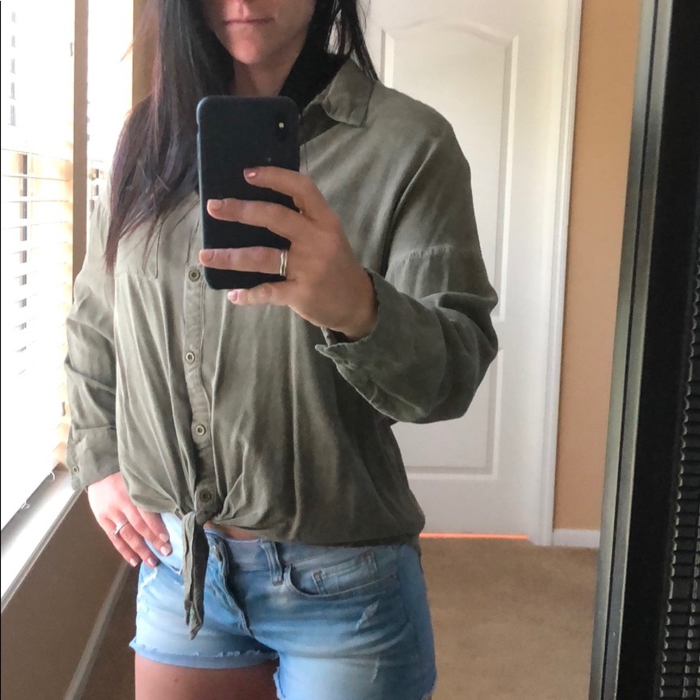 Light Green button down, casual top